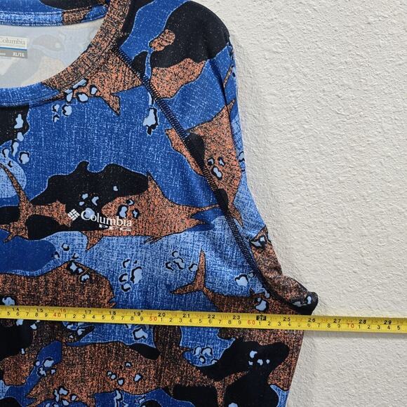 Columbia Men's PFG T-Shirt Long Sleeve Gamefish Camouflage Blue Size XL/ TG - Picture 7 of 10